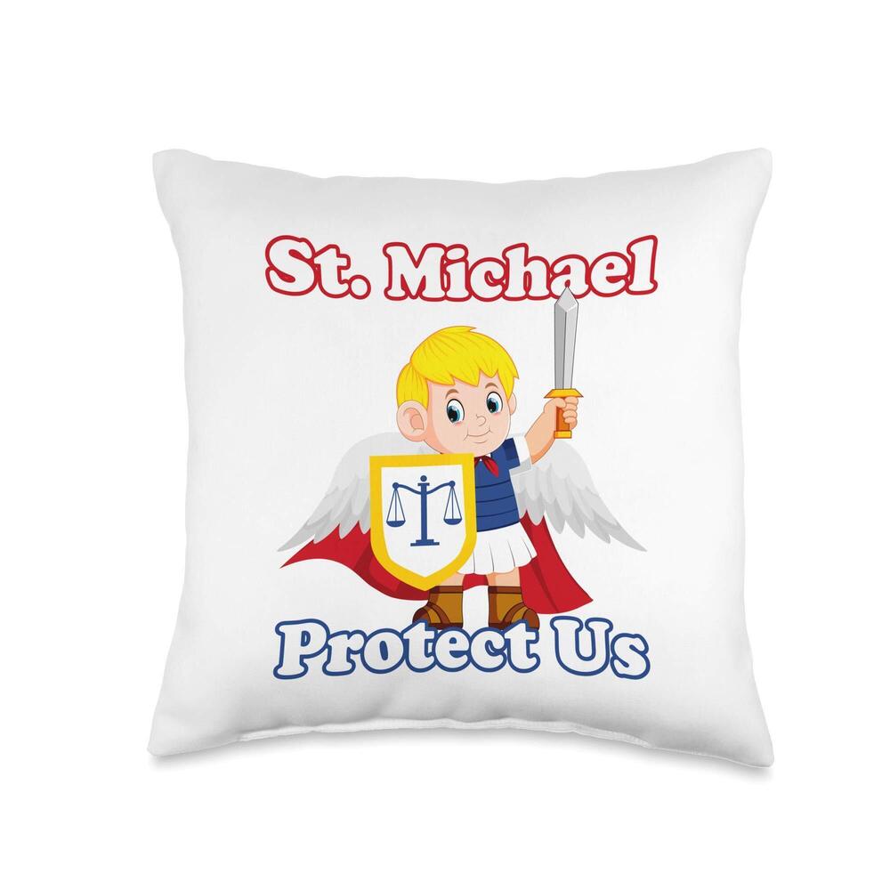 9560 St Saint Michael for Kids Catholic Kids Archangel Pray Throw Pillow